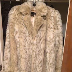 Dennis Basso Lynx Medium Faux Fur Coat full length